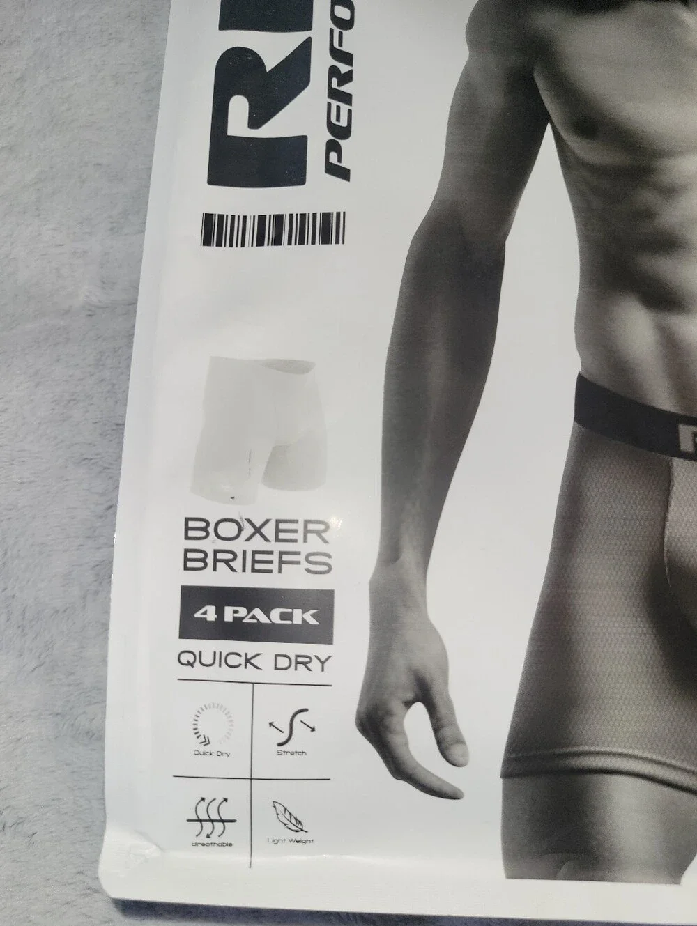 4-Pack RBX Mens Large 36-38 Performance Boxer Briefs Black Microfiber Quick Dry